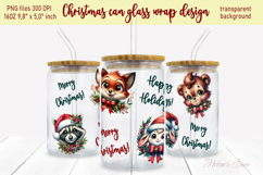 Christmas animals pattern design can glass wrap 16oz Product Image 1