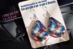 USA Patriotic butterfly teardrop earrings sublimation design Product Image 1