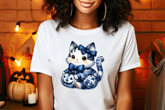 Cute Halloween cat clipart |Coquette bows hat shirt designs Product Image 2