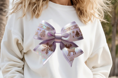 3d Christmas coquette bows design| Lilac bow T-shirt clipart Product Image 2