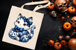 Cute Halloween cat clipart |Coquette bows hat shirt designs Product Image 3