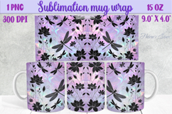 Lilac pastel floral mug wrap 15 oz sublimation design png Product Image 1