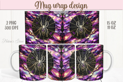 Purple Halloween spider pattern iridescent mug wrap design Product Image 1