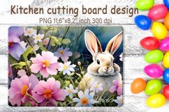 Easter bunny in spring garden cutting board sublimation PNG Product Image 1