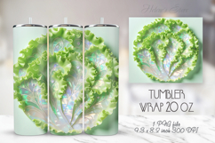 Light green leaves tumbler 20oz wrap sublimation design png Product Image 1