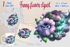 Cute angry flowers Clipart| Funny floral girly designs png Product Image 1