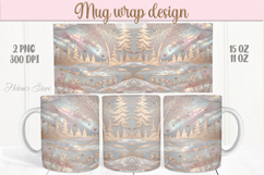 Pastel Magic Christmas mug wrap png |Pink &amp; gold mug design Product Image 1