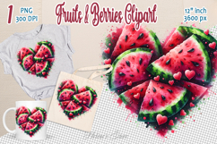 Ripe juicy watermelon heart clipart | Summer sweet food Product Image 1