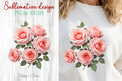 Summer flowers sublimation design png | Cute roses clipart Product Image 1