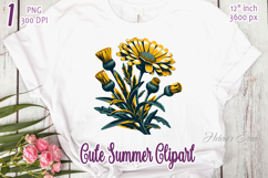Golden daisy wildflower clipart png| Vintage flower graphics Product Image 1