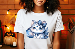 Cute Halloween cat clipart |Coquette bows hat shirt designs Product Image 2