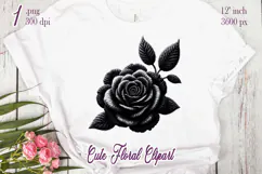 Black yarn crochet Roses Clipart |Amazing knitted flower png Product Image 1