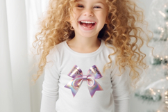 3d Christmas coquette bows design| Lilac bow T-shirt clipart Product Image 4