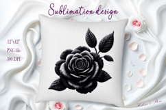 Black yarn crochet Roses Clipart |Amazing knitted flower png Product Image 2