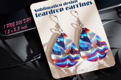 USA Patriotic butterfly teardrop earrings sublimation design Product Image 1