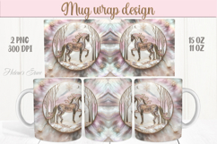 Magic Christmas horse mug wrap png |Pink &amp; gold mug design Product Image 1