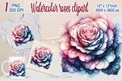 Watercolor Aesthetic Roses Clipart | Magic white pink Flower Product Image 1