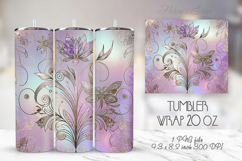 3d Lilac gold floral tumbler 20oz wrap sublimation designs Product Image 1