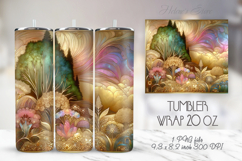 Gold floral garden tumbler 20oz wrap sublimation design png Product Image 1