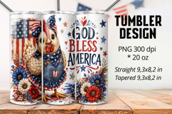 God Bless America Chicken 20oz Tumbler Wrap PNG Product Image 1