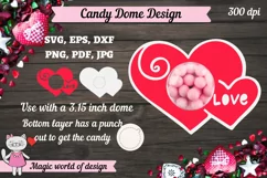 Valentine heart candy dome paper craft svg, holder ornament Product Image 1