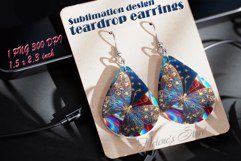 USA Patriotic butterfly teardrop earrings sublimation design Product Image 1