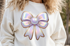 3d Christmas coquette bows design| Lilac bow T-shirt clipart Product Image 1