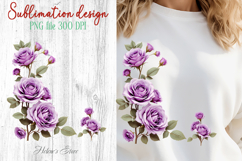 Lilac roses clipart | Summer flowers sublimation design png Product Image 1