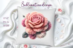 Pink yarn crochet Roses Clipart |Amazing knitted flower png Product Image 1