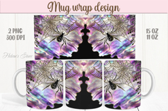 Purple Halloween web spider pattern iridescent mug wrap png Product Image 1
