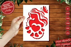 Papercut Fashion Lady with Hearts and Butterfly, Stencil Product Image 5