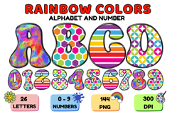 Rainbow Colors Alphabet PNG - Letters and Numbers Clipart Product Image 1