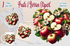 Ripe juicy apples heart clipart | Summer sweet food Product Image 1