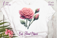 Pink yarn crochet Roses Clipart |Amazing knitted flower png Product Image 1