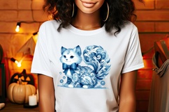 Cute Halloween cat clipart |Coquette bows hat shirt designs Product Image 1