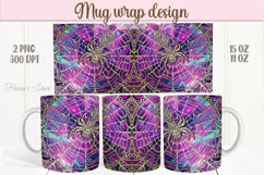 Purple Halloween web spider pattern iridescent mug wrap png Product Image 1