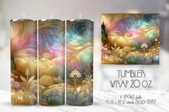 Gold floral garden tumbler 20oz wrap sublimation design png Product Image 1