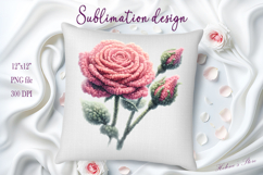 Pink yarn crochet Roses Clipart |Amazing knitted flower png Product Image 2