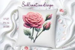 Pink yarn crochet Roses Clipart |Amazing knitted flower png Product Image 2