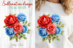 Red Blue roses clipart |Patriotic flowers sublimation design Product Image 1