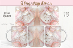 Magic Christmas horse mug wrap png |Pink marble mug design Product Image 1