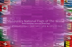 Realistic waving 50 Country National Flags of The World. Product Image 1