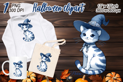 Cute Halloween cat clipart |Coquette bows hat shirt designs Product Image 1