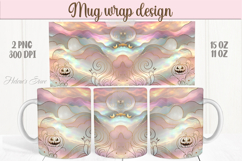 Pink Halloween pumpkin pattern iridescent mug wrap design Product Image 1