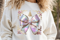 3d Christmas coquette bows design| Lilac bow T-shirt clipart Product Image 1
