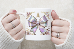 3d Christmas coquette bows design| Lilac bow T-shirt clipart Product Image 3
