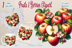 Ripe juicy apples heart clipart | Summer sweet food Product Image 1