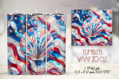 USA Patriotic tumbler wrap 20oz | Fourth of July holiday png Product Image 1