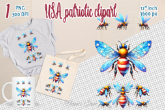 Funny bees in American flag colors clipart |Independence Day Product Image 1
