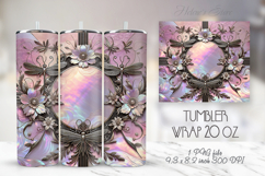 Lilac gold black floral tumbler 20oz wrap sublimation design Product Image 1